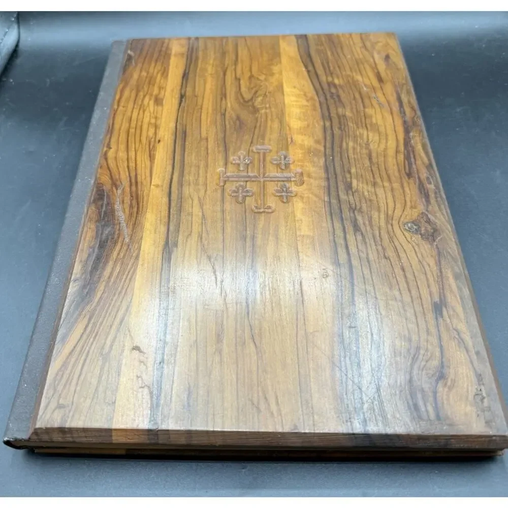 Vintage Jerusalem Olive Wood New Testament KJV Illustrated Bible Holy Land 1968